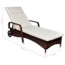 Sun Lounger with Wheels Poly Rattan Brown Image 3