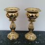 Antique pair of brass pedestal jardinieres Image 2