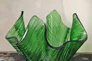 Vintage Green Glass Handkerchief Vase
