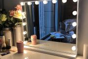 Hollywood Vanity Cosmetic Mirror For Makeup with Lights, Type-C and USB Output Port, 15 Bulbs 3 Lighting Modes Tabletop and Wall Mounted