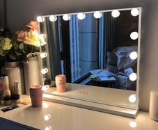 Hollywood Vanity Cosmetic Mirror For Makeup with Lights, Type-C and USB Output Port, 15 Bulbs 3 Lighting Modes Tabletop and Wall Mounted