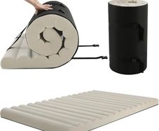 Roll Up Floor Mattress Double, 10cm Thick Portable Futon Mattress, High Density Foam Foldable Mattress, Folding Guest Bed Sleep Mattress for Travel, Car Tent, 190x120cm, Beige