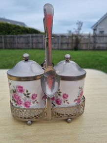 Set of two vintage porcelain sugar bowls