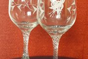 GLASSES - Pair of Etched - Wine - Fuschia Design