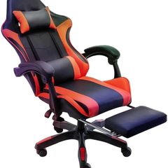 Gaming Chair Ergonomic Computer Chair Office Chair Desk Swivel Chair Adjustable Reclining Footrest Cushion Red New!