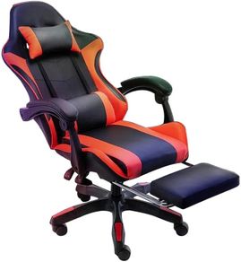 Gaming Chair Ergonomic Computer Chair Office Chair Desk Swivel Chair Adjustable Reclining Footrest Cushion Red New!