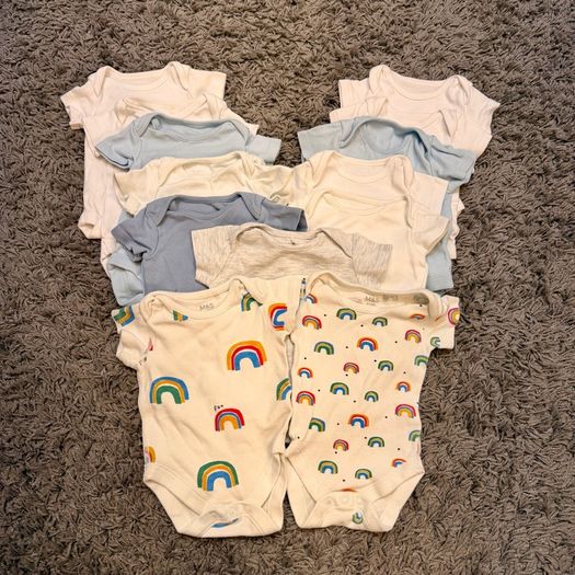 Bundle of 13 short sleeve baby bodysuits