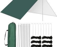 3M x 3M Hammock Rain Fly Tent Tarp Waterproof Windproof Snowproof Camping Tarp Camping Shelter Portable Anti-UV Sun Shelter Basha Sunshade Tarpaulin Mat for Snow Beach Camping Outdoor Travel