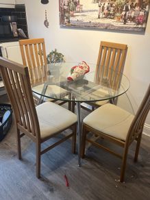 Glass top table & 4 chairs