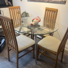 Glass top table & 4 chairs