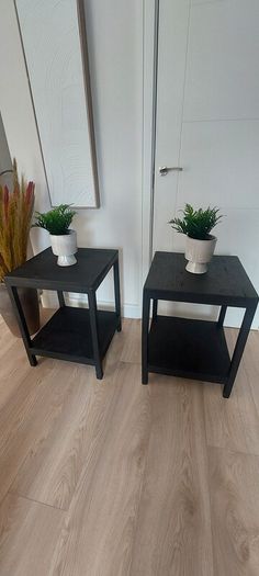 2x Black Side Tables / Bedside Lockers