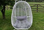 Hanging Egg Chair Rattan Style Cushion & Metal