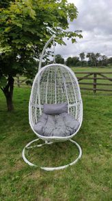 Hanging Egg Chair Rattan Style Cushion & Metal Frame