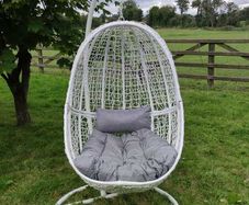 Hanging Egg Chair Rattan Style Cushion & Metal Frame