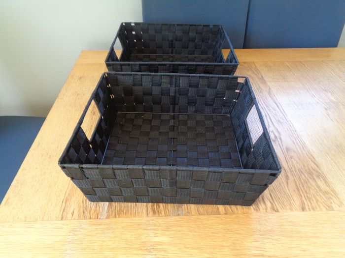 Black Woven Baskets x 2 for Sale