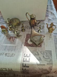 Vintage Lot of Cast Brass Doll House Ornaments, Postage Available or Collection