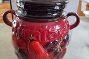 Large Vintage 1960s Red Rumtopf Jar / Scheurich Keramik West German / 820-28