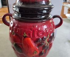 Large Vintage 1960s Red Rumtopf Jar / Scheurich Keramik West German / 820-28