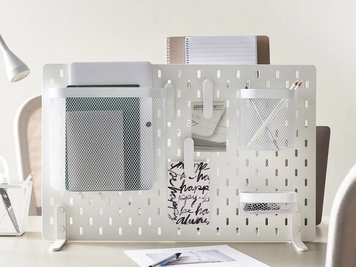 TOGETHER OR CAN BE SOLD SEPARATELY: IKEA desk, lamp, and desktop storage and organisation