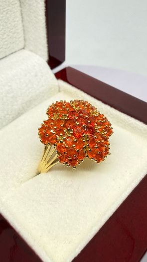 Silver D'joy 1.88 Ct Floral Opal Ring in 18K Yellow Gold Vermeil