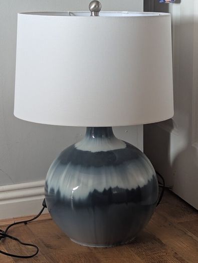 navy and white lamp only used for a few weeks