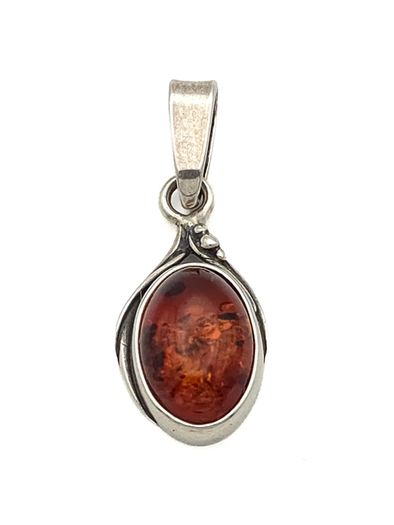 Vintage 925 Sterling Silver Natural Baltic Amber Charm