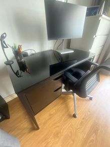 Tempered glass office desk