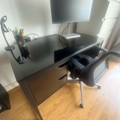 Tempered glass office desk