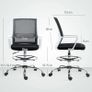 Draughtsman Chair, Mesh Drafting Chair, Ergonomic Office Chair with Lumbar Support, Adjustable Foot Ring, Black Image 2