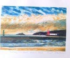 famous Niall Naessens Poolbeg Lighthouse Etching Limited Edition 36 of 50 Framed art picture