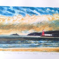 famous Niall Naessens Poolbeg Lighthouse Etching Limited Edition 36 of 50 Framed art picture