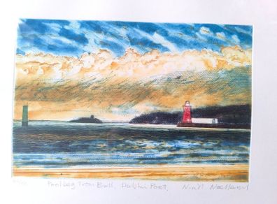 famous Niall Naessens Poolbeg Lighthouse Etching Limited Edition 36 of 50 Framed art picture