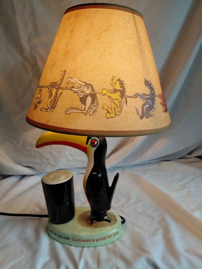 Ceramic Hand Painted Guinness Toucan Lamp