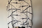 Naya white blouse with navy and taupe design