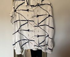 Naya white blouse with navy and taupe design