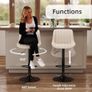 Bar Stools Set of 2, Adjustable PU Leather Bar Stool Beige Image 3