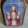 Antique WOOD Miniature OF Jesus wood Plaque. Image 2