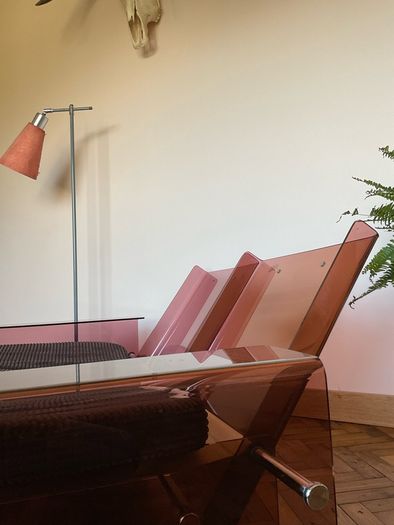 Mid century pink Perspex 2 seater love seat