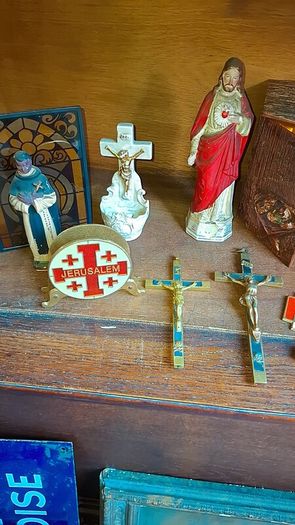 Antique holy statue and pictures