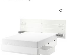 NORDLI Bed frame w storage and headboard, brown, 140x200 cm