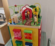 Wooden activity toy cube