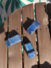 Plant feet x 3 ceramic blue