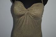 M&amp;S gold/khaki padded swimsuit Size UK16 cup D EU44 cup D Perfect condition Postage included