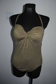 M&S gold/khaki padded swimsuit Size UK16 cup D EU44 cup D Perfect condition Postage included