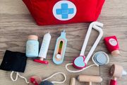 Wooden Pretend Play Toys Doctor's Set, Toolbox &amp; Cleaning Set