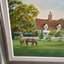 Original Mary Daisley Oil Painting 1982 English Country House Horses Large Framed Image 2