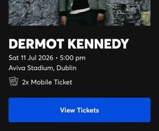 Dermot Kennedy tickets x 2 standing
