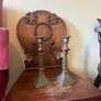 Antique Brass Candlesticks Image 2