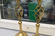 old barley twist  brass candle stick holders
