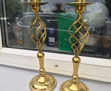 old barley twist  brass candle stick holders